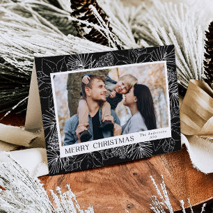 Cartão De Festividades Elegante Poinsettias e Pinecones Charcar 2 Foto