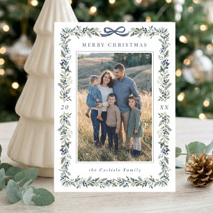 Cartão De Festividades Elegante Quadro Botânico de Natal com Arco e Múlti