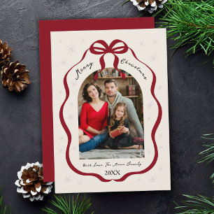 Cartão De Festividades Elegante Quadro de Arco Vermelho de Natal Personal