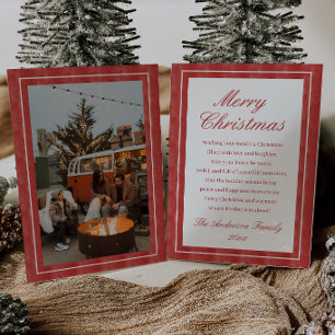 Cartão De Festividades Elegante Quadro de Foto Vermelho com Estilo Natal