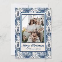 Elegante quebra-nozes azul de Natal Toile 5 fotos