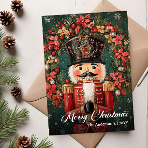 Cartão De Festividades Elegante quebra-nozes de Natal vintage para as fes