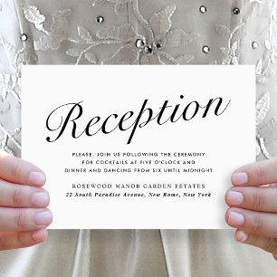 Cartão De Festividades Elegante Recepção de Casamento com Letra Moderna P