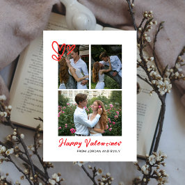 Cartão De Festividades Elegante Red Hearts Feliz dia de os namorados 3 Fo