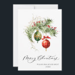 Cartão De Festividades Elegante Red Ornament Merry Christmas Corporate Ho<br><div class="desc">Elegante Red Ornament Feliz Natal Saudação Cartão de Feriado.</div>