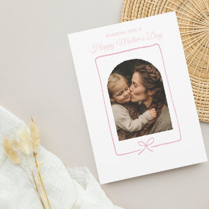 Cartão De Festividades Elegante Rosa Bege Foto Dia das Mães Personalizado
