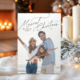 Cartão De Festividades Elegante Roteiro Feliz Natal Foto da Família