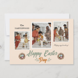 Cartão De Festividades Elegante Roteiro Feliz Páscoa Família Três Foto