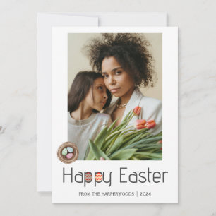 Cartão De Festividades Elegante Roteiro Feliz Páscoa família uma foto
