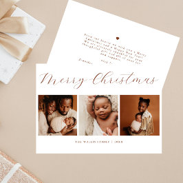 Cartão De Festividades Elegante Roteiro Minimal 3 Foto Feliz Natal