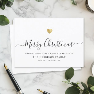 Cartão De Festividades Elegante Roteiro Moderno Feliz Natal Coração Doura