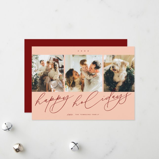 Cartão De Festividades Elegante Saudação de Festas Mais Felizes 3 Foto de (Frente/Verso In Situ)
