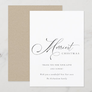 Cartão De Festividades Elegante Saudação de Natal com Letra Minimalista