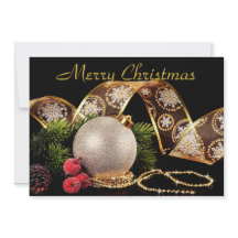 Elegante Saudação de Natal em Dourado Prateado e P