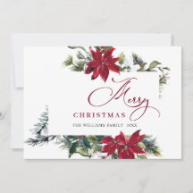 Elegante Saudações de Natal com Poinsettia e Visco