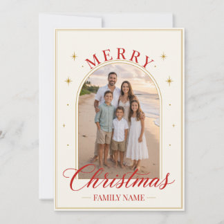 Cartão De Festividades Elegante Script Vermelho Feliz Natal Família