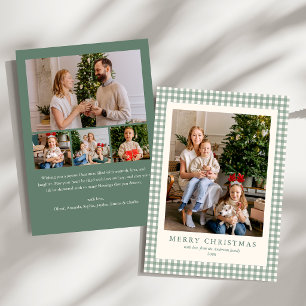 Cartão De Festividades Elegante Simples Álamo Verde Xadrez 5 fotos Natal