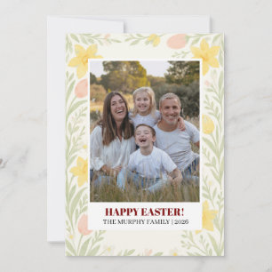 Cartão De Festividades Elegante Simples Colorida Floral Páscoa Família Fo