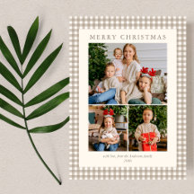 Elegante Simples Natal Foto 3 Xadrez Neutro