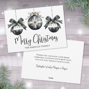 Cartão De Festividades Elegante Simples Natal Preto Branco