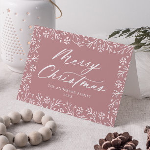Cartão De Festividades Elegante Snowflake Border Mauve Non-Photo