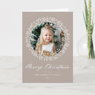 Cartão De Festividades Elegante Snowflake Wreath Mocha 2 Foto