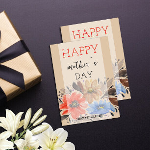 Cartão De Festividades Elegante Terracotta Pastel Watercolor Floral