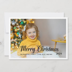 Cartão De Festividades Elegante Tipografia de Foto de Natal Feliz 2024