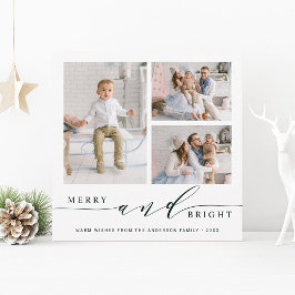 Cartão De Festividades Elegante Verde Alegre & Luminoso 3 Fotos Quadrado