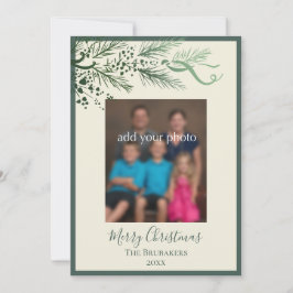 Cartão De Festividades Elegante Verde Moderno John 3:16 Foto Natal