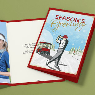 Cartão De Festividades Elegante Vintage inspirou o Natal do Golfe