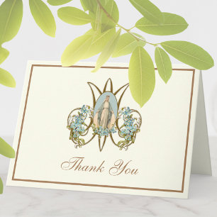 Cartão De Festividades Elegante Virgem Maria Religiosa Católica Floral