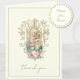 Cartão De Festividades Elegante Virgem Maria Religiosa Católica Floral
