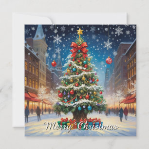 Cartão De Festividades Elegante Watercolor Não Foto Feliz Árvore de Natal