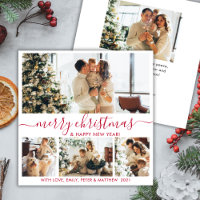 Elegante White Red 4 Photo Collage Holida de Natal