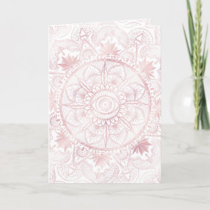 Cartão De Festividades Elegante White Rose Dourada Olho Sol Lua Mandala