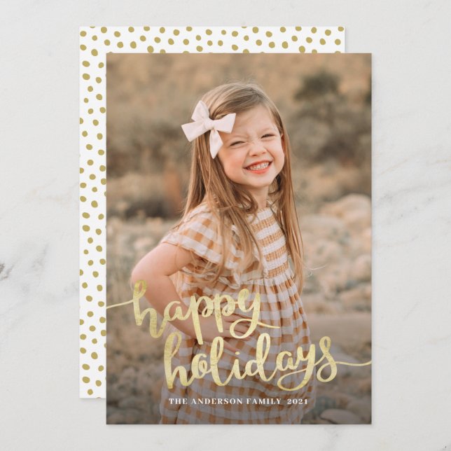 Cartão De Festividades Elegante White Script Calliografia Feliz Feriado C (Frente/Verso)