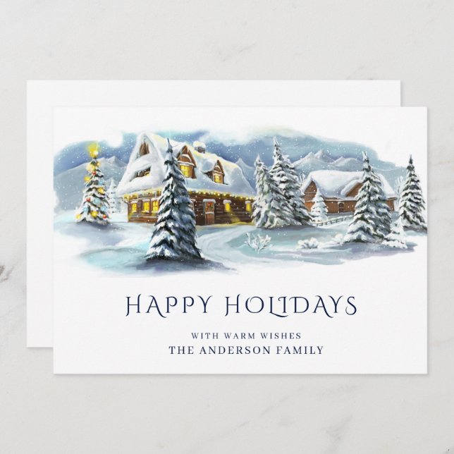 Cartão De Festividades Elegante Winter Country Land Christmas Saudação (Frente/Verso)