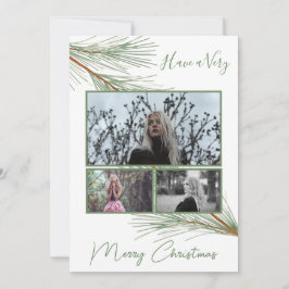 Cartão De Festividades Elegante Winter Greenery Felry Christmas Tree Phot