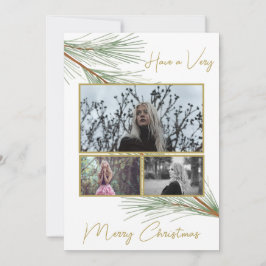 Cartão De Festividades Elegante Winter Greenery Felry Christmas Tree Phot