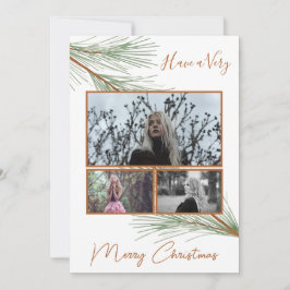 Cartão De Festividades Elegante Winter Greenery Felry Christmas Tree Phot