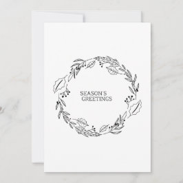 Cartão De Festividades Elegante Wreath Outline Season's Saudações, Mínimo