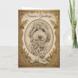 Cartão De Festividades • Elegantes Goldendoodles Vintage  Saudação de Fim
