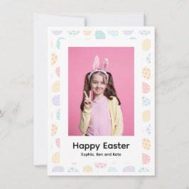 Cartão De Festividades Elegantes Ovos de Páscoa Feliz em Foto Chic Pastel