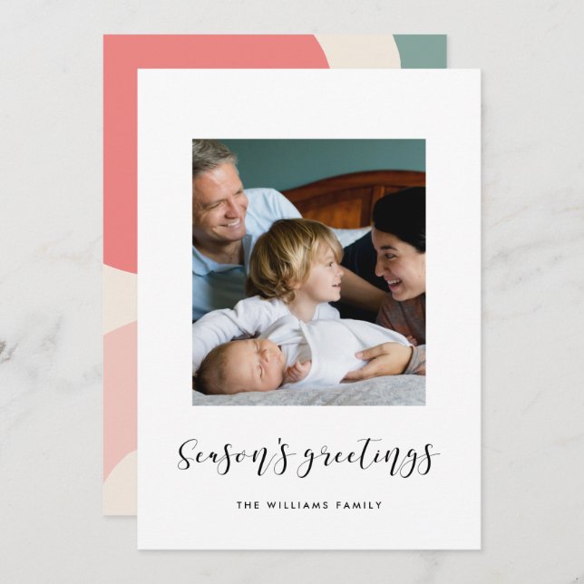Cartão De Festividades Elegantes votos de Boas Festas Foto da Família (Frente/Verso)
