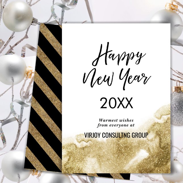 Cartão De Festividades Elegiografia: Glitter Festivo Dourado (Criador carregado)