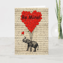 Cartão De Festividades Elephant be mine Valentines