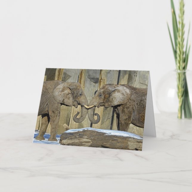 Cartão De Festividades Elephant Best Friends Holiday Card (Frente)