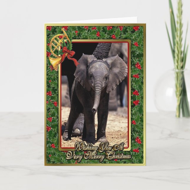 Cartão De Festividades Elephant Blank Christmas Card (Frente)