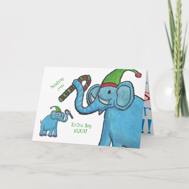 Cartão De Festividades Elephant Christmas (Frente)